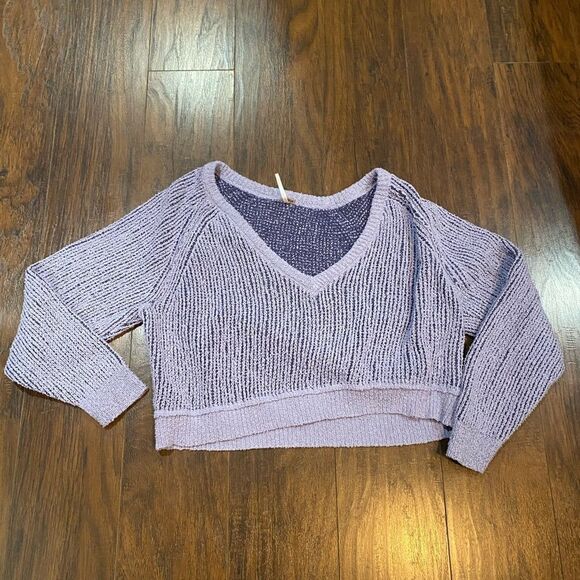 FREE PEOPLE Purple Sweater High Low XS - Picture 2 of 8